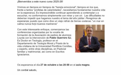 PABLO GUERRERO: CULTIVAR LA ESPERANZA EN TIEMPOS DIFÍCILES Lunes 27 de octubre de 2025, a las 20h, en el Aula Magna
